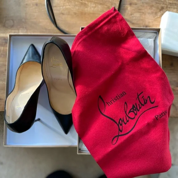 Christian Louboutin Black Pigalle Follies 100mm Leather Pumps - size 38 - Picture 8 of 10